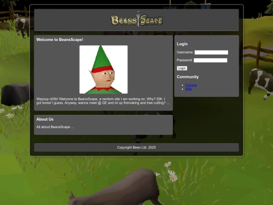 Beans Webpage/Beandex screenshot