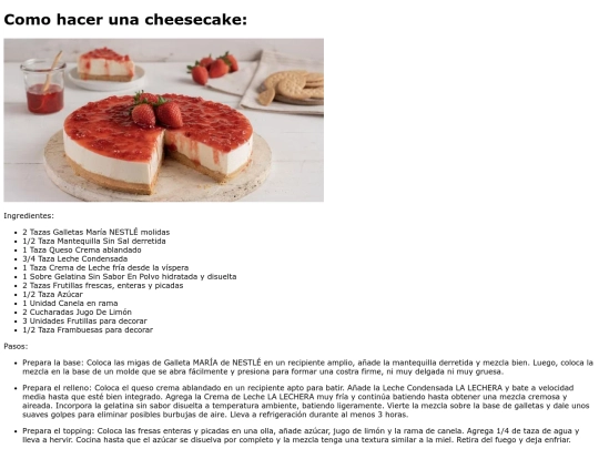 Recetarios/cheesecake screenshot