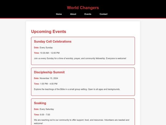 events screenshot