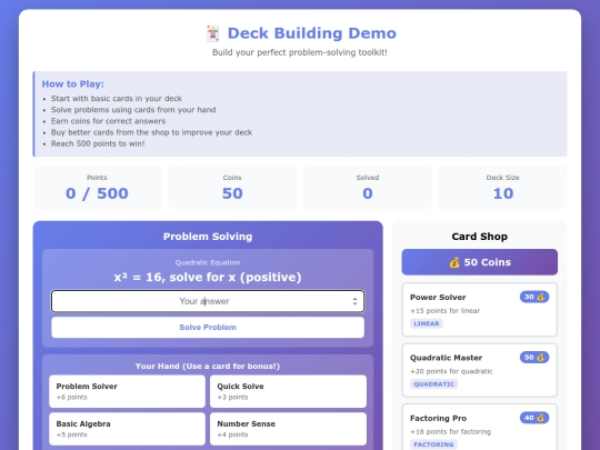 work/game_mechanics_education/catalog/demos/deck-building screenshot