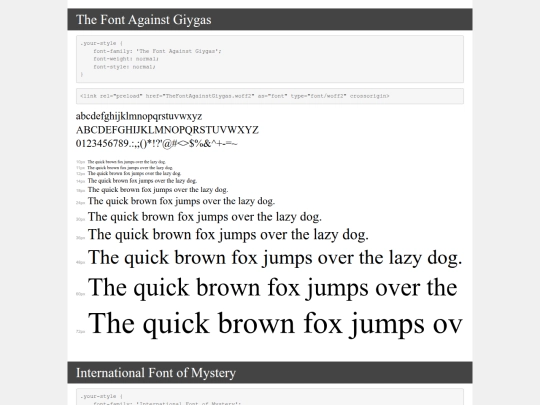 font/demo screenshot