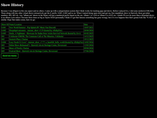 showhistory screenshot