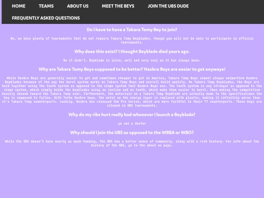 FAQs screenshot
