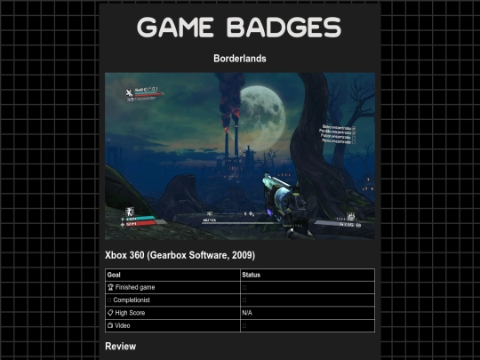 gamebadges/borderlands screenshot