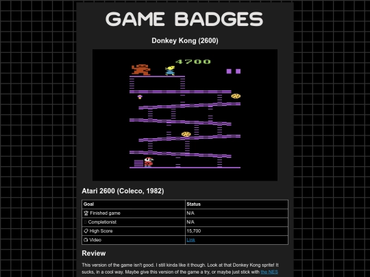 gamebadges/dk2600 screenshot