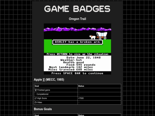 gamebadges/oregontrail screenshot