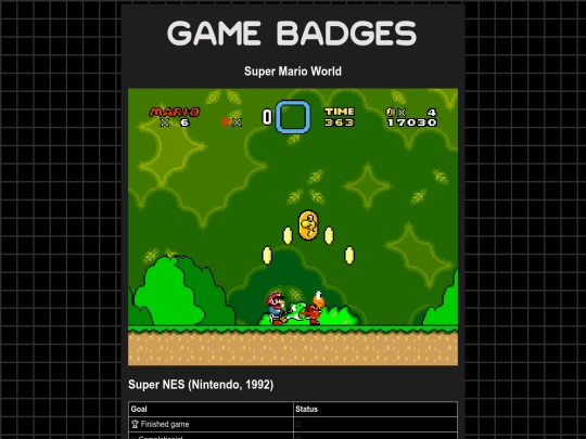 gamebadges/smw screenshot