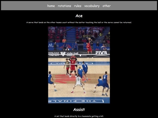 volleyball/vocabulary screenshot