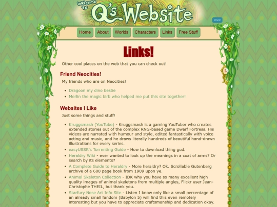 links screenshot