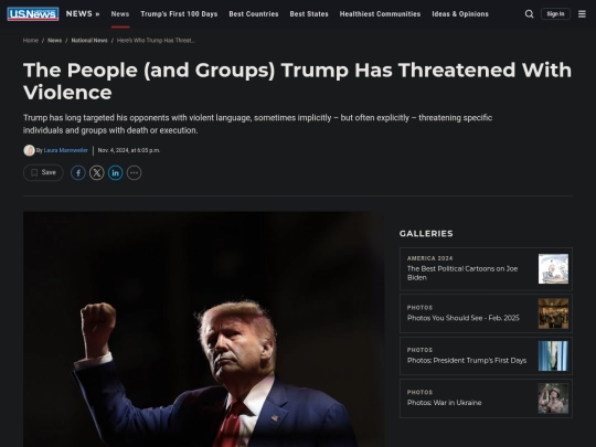 Fascism/DT Political Violence /The People (and Groups) Trump Has Threatened With Violence ｜ National News ｜ U.S. News (3_2_2025 11：17：35 AM) screenshot