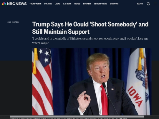 Fascism/DT Political Violence /Trump Says He Could 'Shoot Somebody' and Still Maintain Support (2_26_2025 7：05：27 PM) screenshot