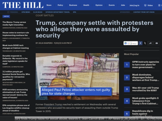 Fascism/DT Political Violence /Trump, company settle with protesters who allege they were assaulted by security (2_26_2025 6：08：41 PM) screenshot