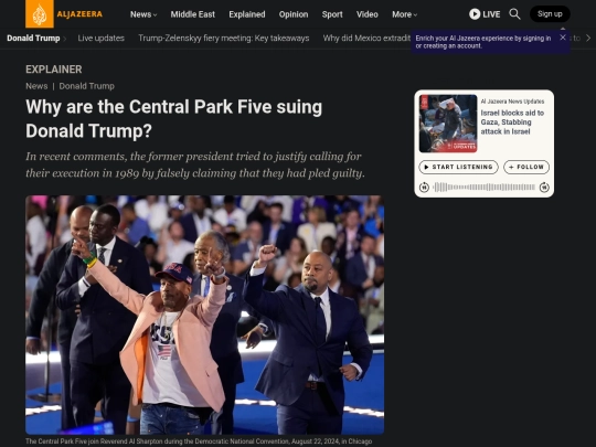 Fascism/Racism/Why are the Central Park Five suing Donald Trump？ ｜ Donald Trump News ｜ Al Jazeera (3_3_2025 12：08：09 PM) screenshot