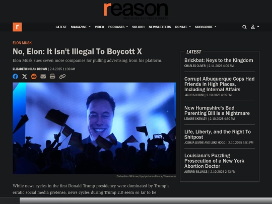 Websites/EM/No, Elon Musk： It isn’t illegal to boycott X (2_11_2025 4：32：02 AM) screenshot