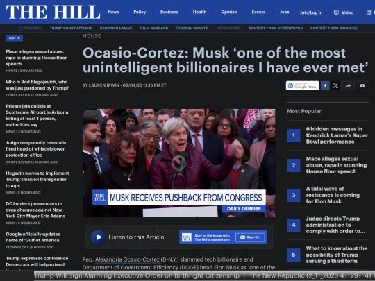 Websites/EM/Ocasio-Cortez： Musk ‘one of the most unintelligent billionaires I have ever met’ (2_11_2025 4：35：20 AM) screenshot