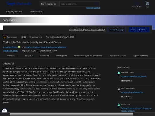 Websites/Historians/Walking the Talk： How to Identify Anti-Pluralist Parties - Juraj Medzihorsky, Staffan I. Lindberg, 2024 (2_11_2025 3：35：49 AM) screenshot