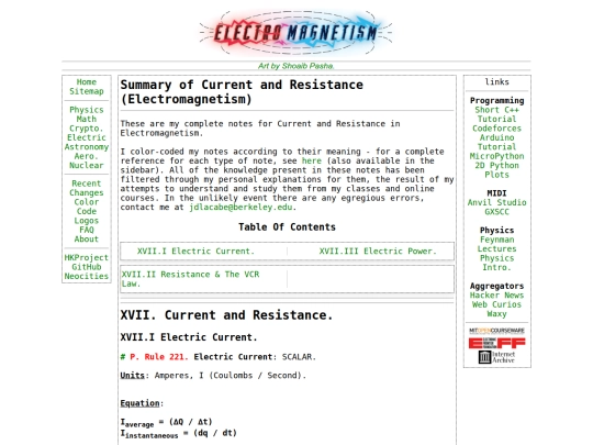 Physics/electromagnetism/CurrentResist screenshot