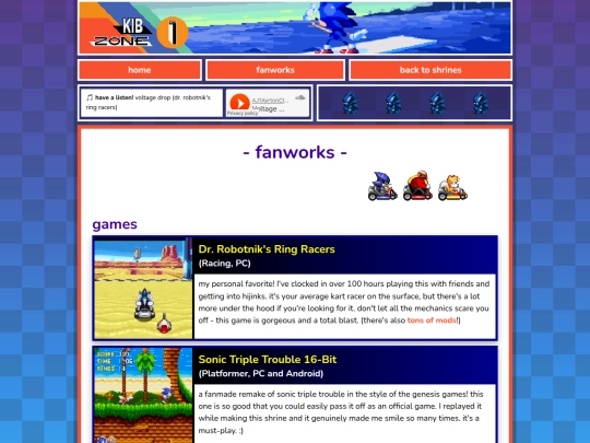 shrines/sonic/fanworks screenshot