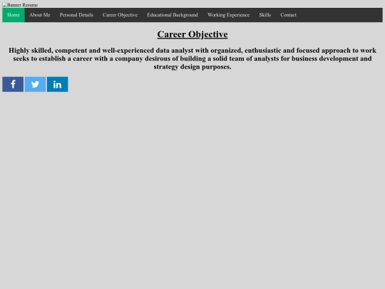 Career Objective screenshot
