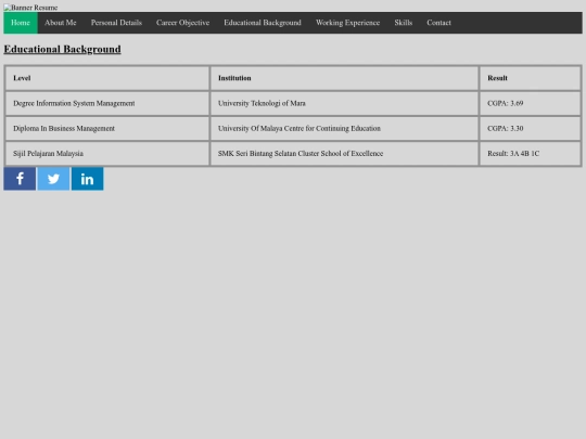 Educational Background screenshot