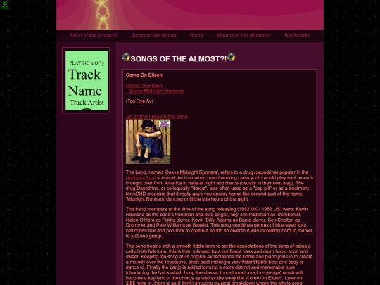 New web music/songs screenshot