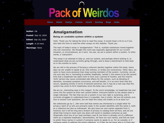 essays/amalgam screenshot