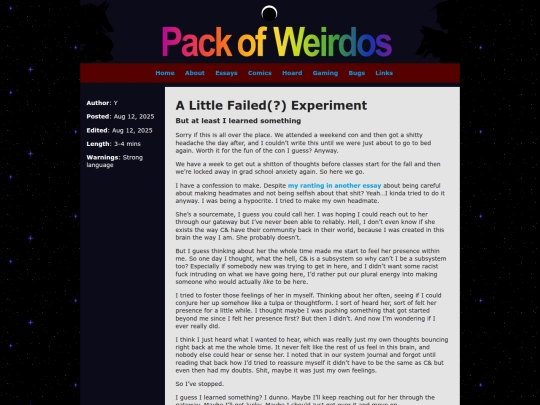 essays/experiment screenshot