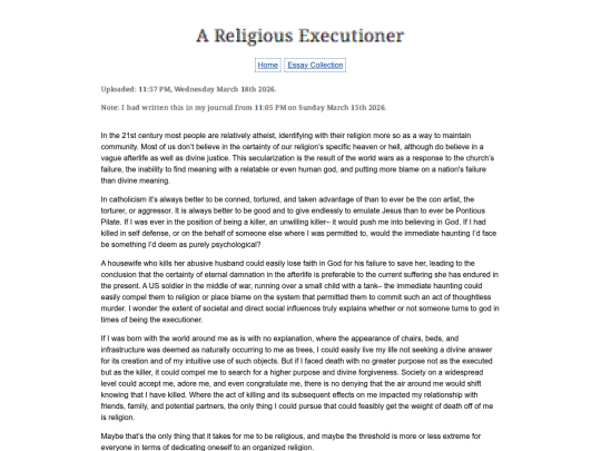 Essay Entries/Religiousexecutioner screenshot