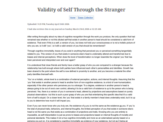 Essay Entries/Validityofself screenshot