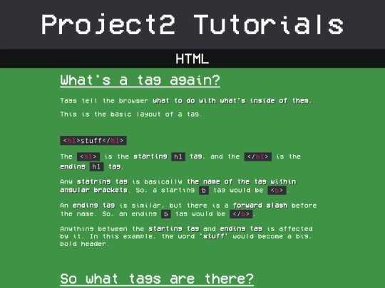project2-tutorials/tutorials/html/tags screenshot
