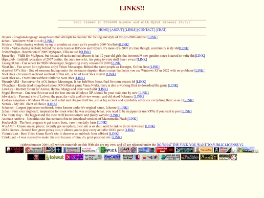 links screenshot