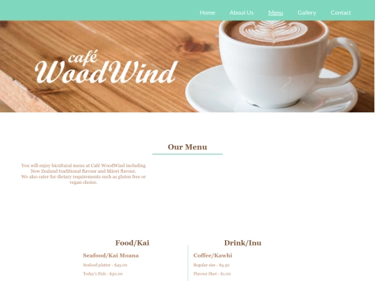 menu screenshot
