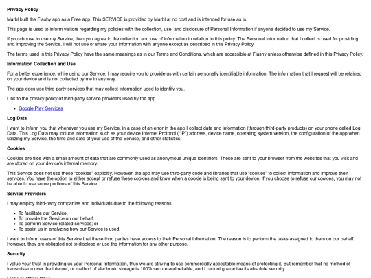 Flashy_privacypolicy screenshot