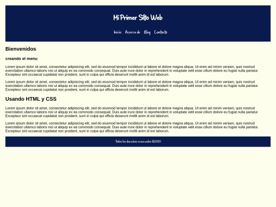 menu screenshot
