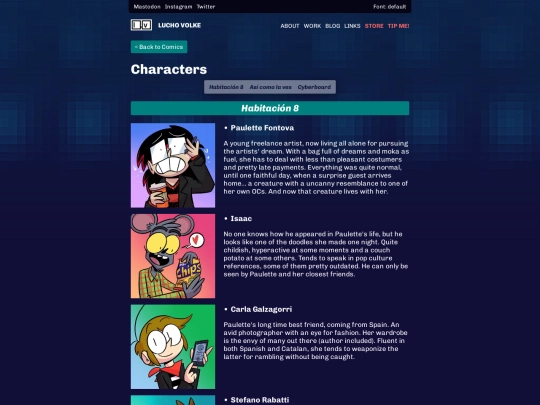 work/comics/characters screenshot