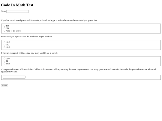 Math-test screenshot