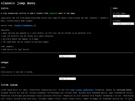 dev/sandbox/classic-jump-menu screenshot
