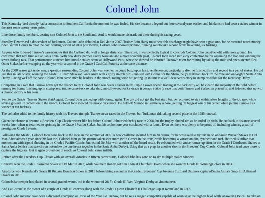 Horses/C/ColonelJohn screenshot