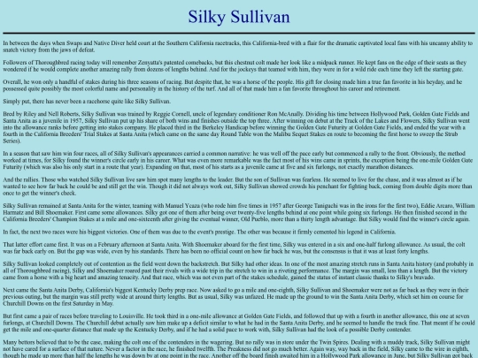 Horses/S/SilkySullivan screenshot