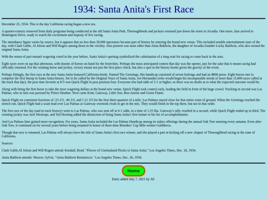 Races/1930s/1934SantaAnitaFirstRace screenshot