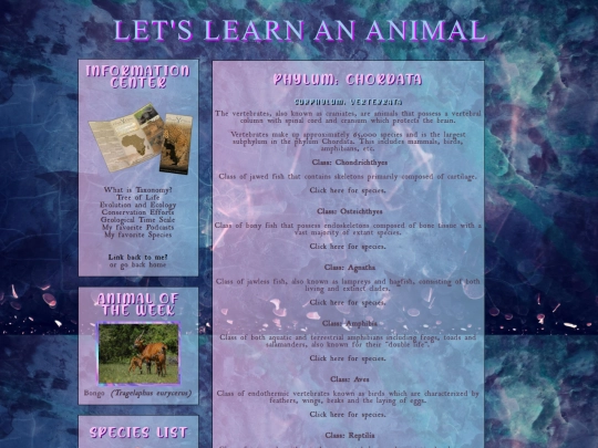 letslearnananimal/animalia/chordata screenshot