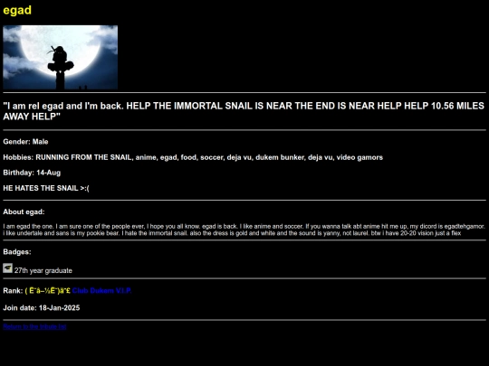 tributes/egad screenshot