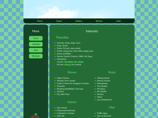 about/interests screenshot
