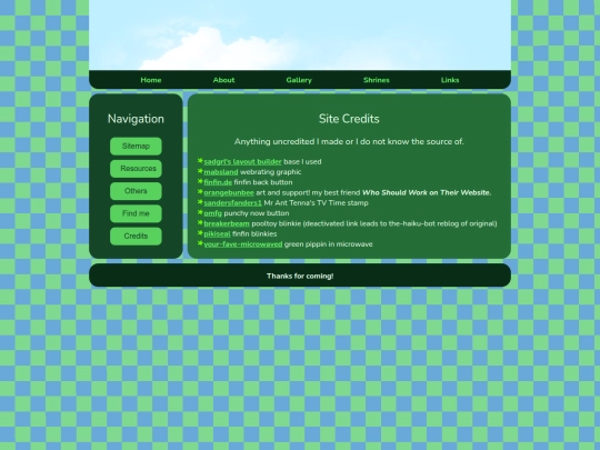 links/credits screenshot