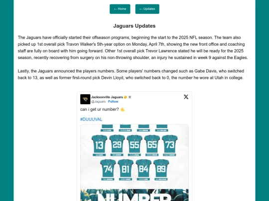 Jaguars/initialupdates screenshot