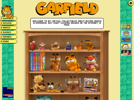 shrines/garfield/merch screenshot