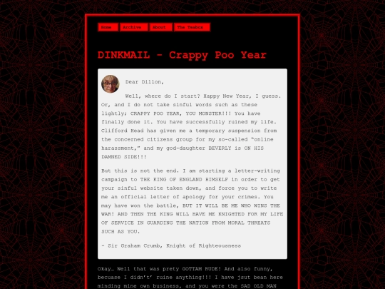 dillonblog/posts/dinkmail-crappy-poo-year screenshot