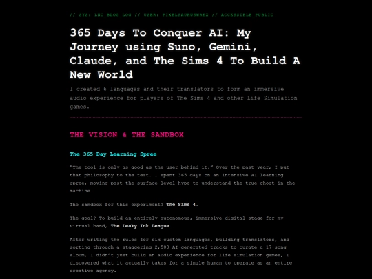 Blog screenshot
