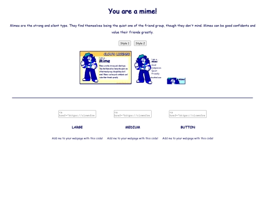 clownquiz/mime screenshot