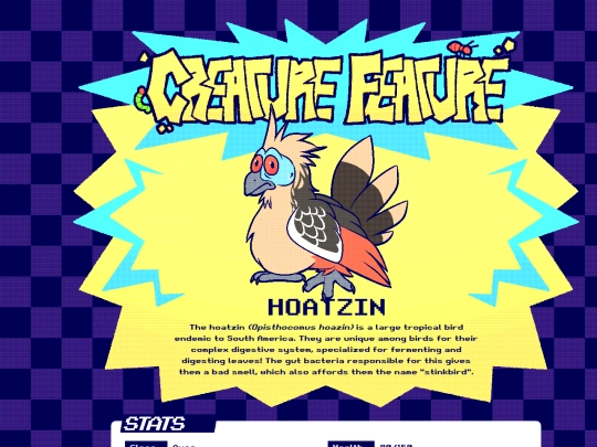 creaturefeature/hoatzin screenshot